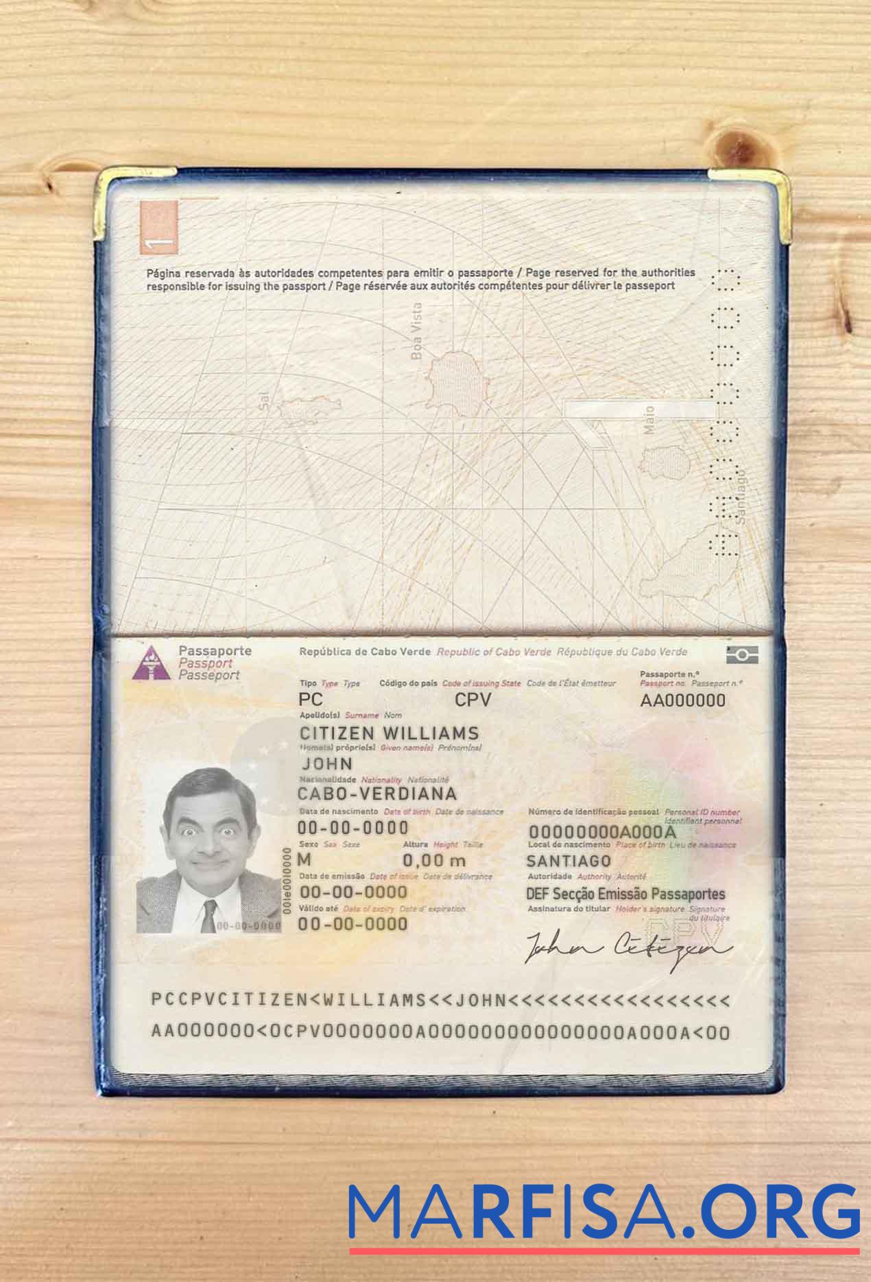 Realistic Cabo Verde pass photo look real example